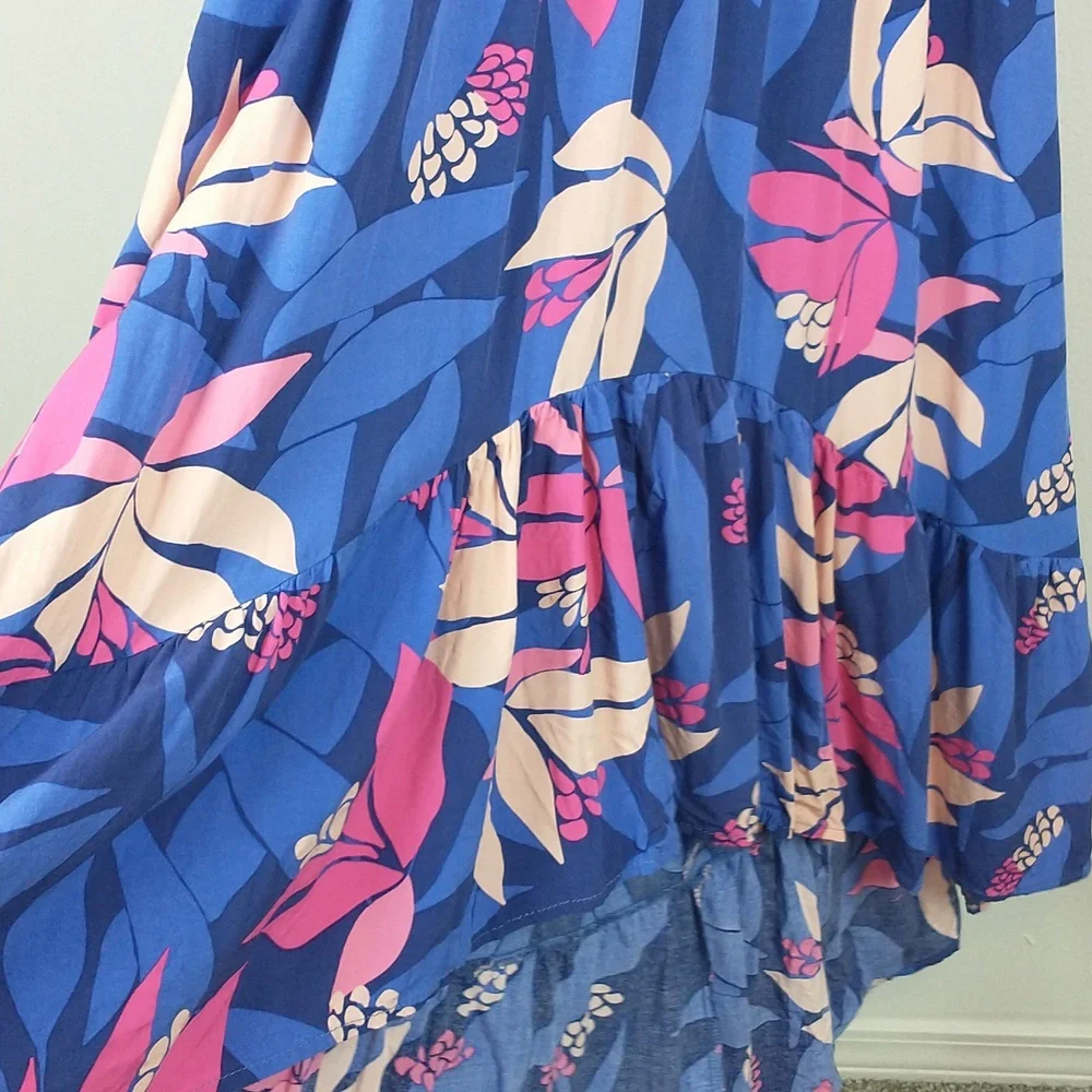 Abel The Label Anthropologie Santa Cruz Dress Small Floral Fit and Flare Ruffle - Picture 4 of 12